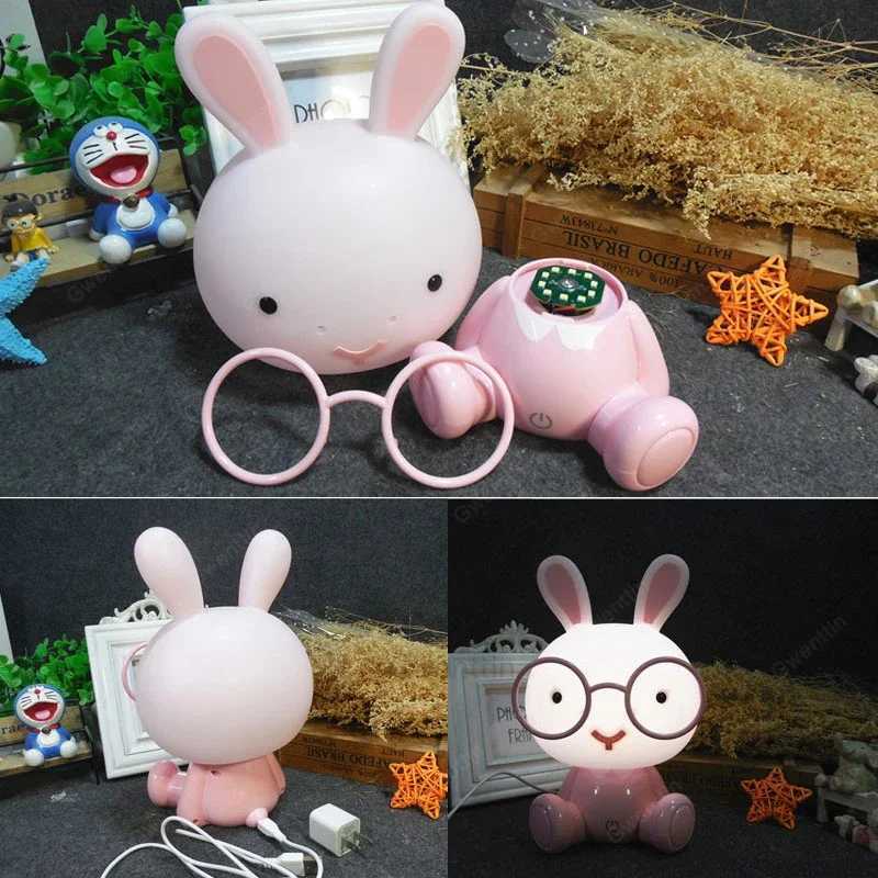 Glass Rabbit Night Light Baby Room Cartoon LED USB Night Light Christmas Gift Children Bedside Home Decoration Holiday Lighting W240816