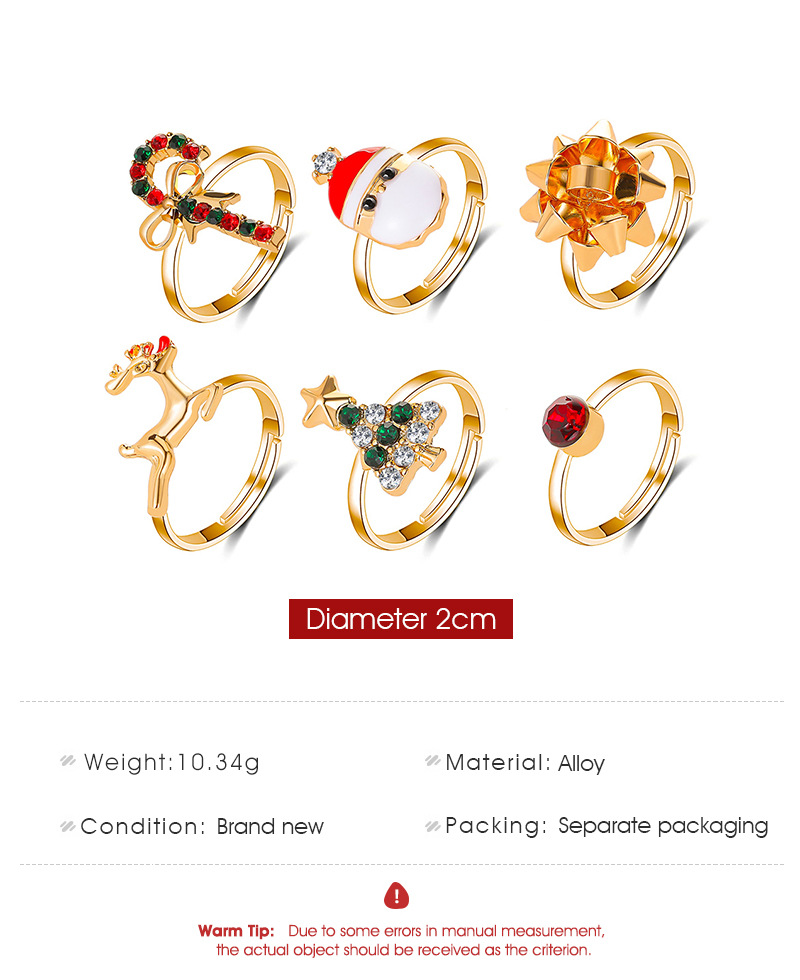 Christmas Moose Tree Charms - Charming Adjustable Finger Rings for Holidays, Includes Oil Drips Feature (6 Piece Set)