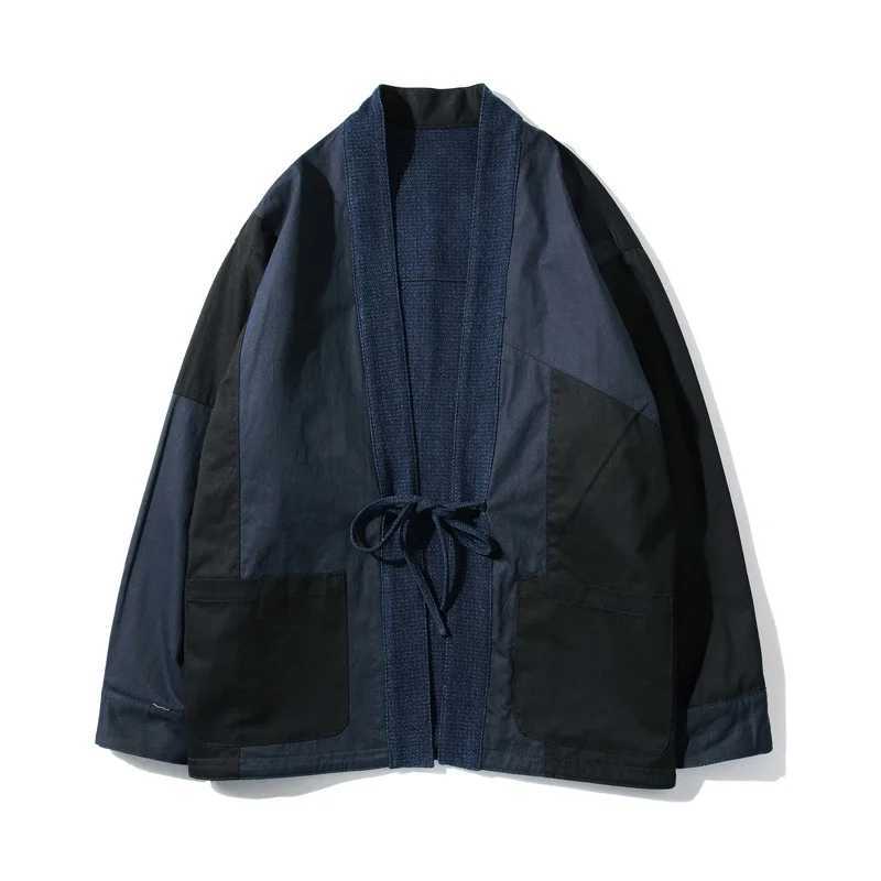 Saucezhan noragi jacket Jacket Men Reversible Jacket Taoist Robe Sashiko Robe mens fashion vintage autumn Cotton Y240906