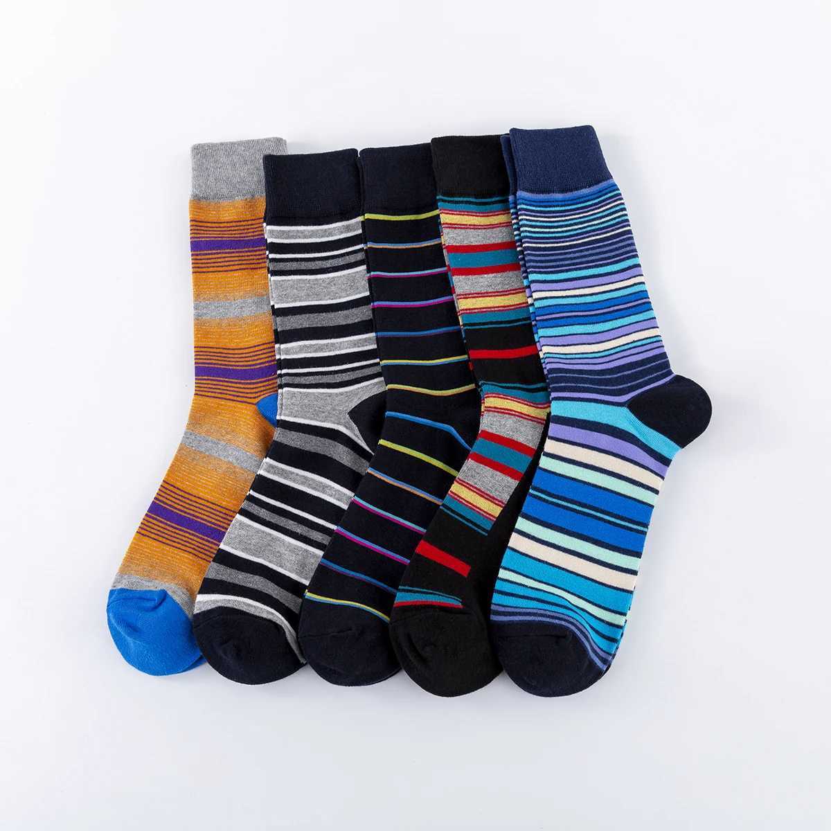 5-6 pairs of new high-quality pure cotton mens socks for womens happy fashion novel skateboarding crew casual fun mens socks W240905