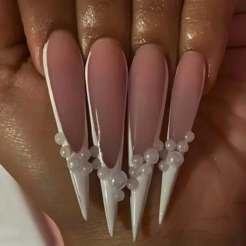24 detachable long thin high-heeled fake nails almond fake nails fake nails with gradient design complete set of manipulation techniques W240905