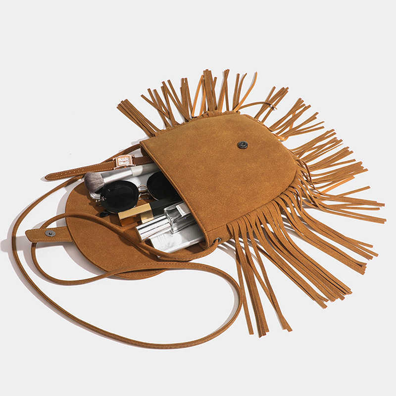Spring Flip Woven Tassel Bag Soft Leather Trendy Versatile Cross Shoulder Women's Bag 240915