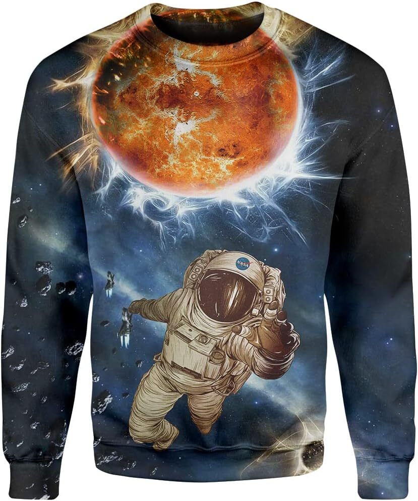 Long Sleeve Shirts For Men Sweatshirt Astronaut And The Sun Shirt, 2D Cotton T-Shirts Women Free shipping