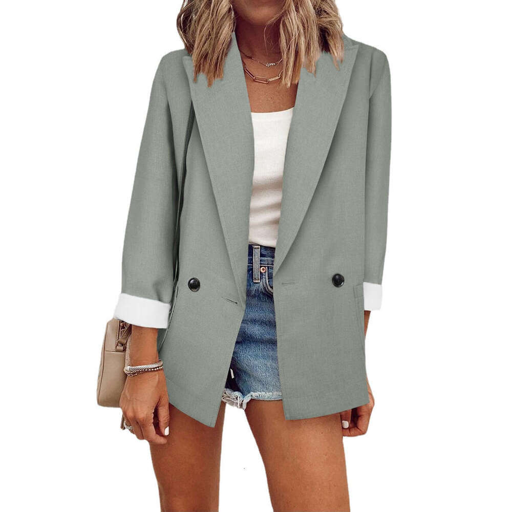 2024 fashion winter new item solid color small single piece long sleeved spring and autumn suit jacket