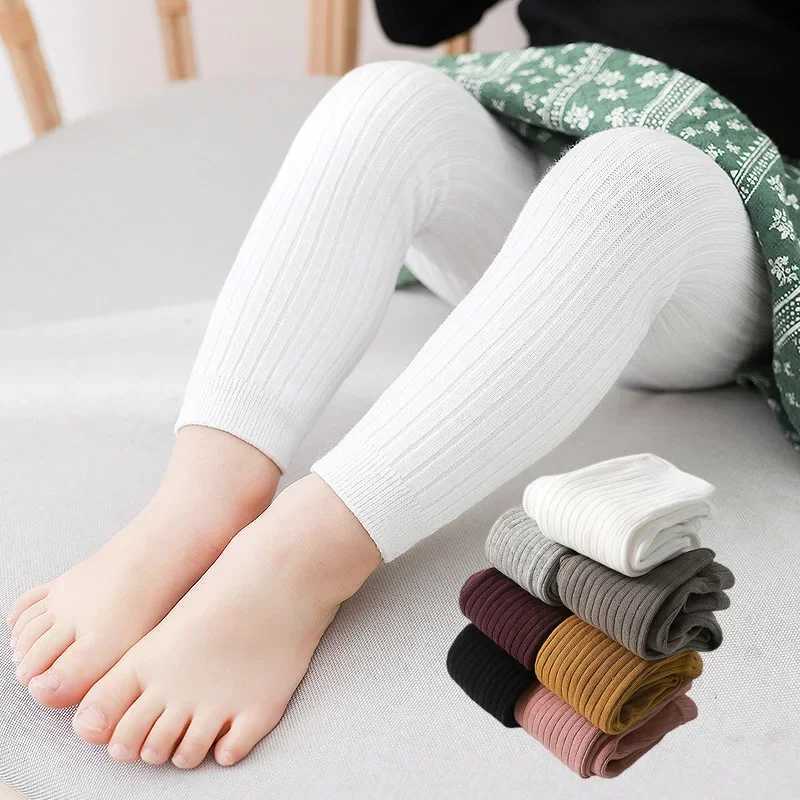 2024 Baby Tights Girl Stretch Leggings Pants Spring Autumn Winter Toddler Child Knitted Trousers Pink Yellow White Color Y240906