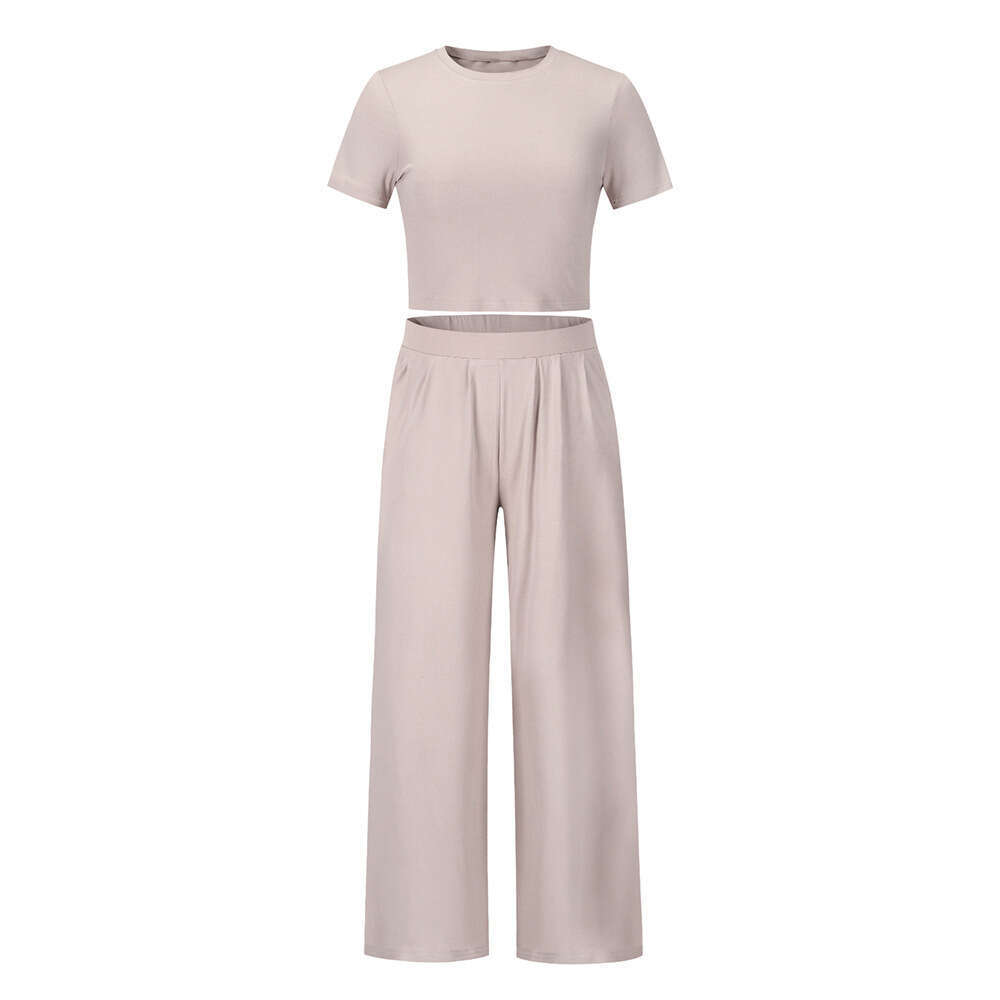 Fashion Casual 2024 Spring/Summer New Short Sleeve T-shirt+Pants Two Piece Set Large Women's Wear