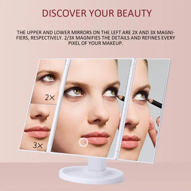 Colors Makeup Mirror LED Light Vanity Mirror Touch Screen Flexible Magnifying Cosmetic USB Battery Use Makeup Tools 240905