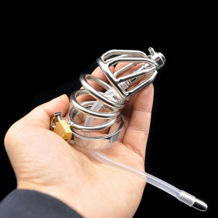 Prison Bird Authentic Men's Stainless Steel Virginity Device Metal Belt Silicone Urethral Tube Adult Products A309