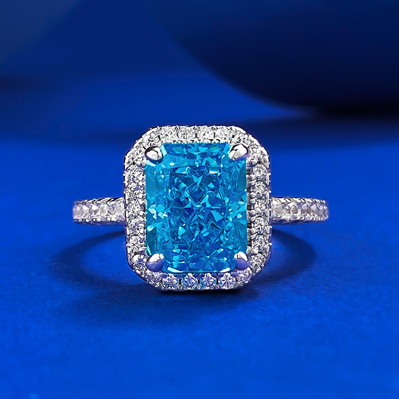 Unique Aquamarine Moissanite Rings | Pure Sterg Sier Bridal Gift
