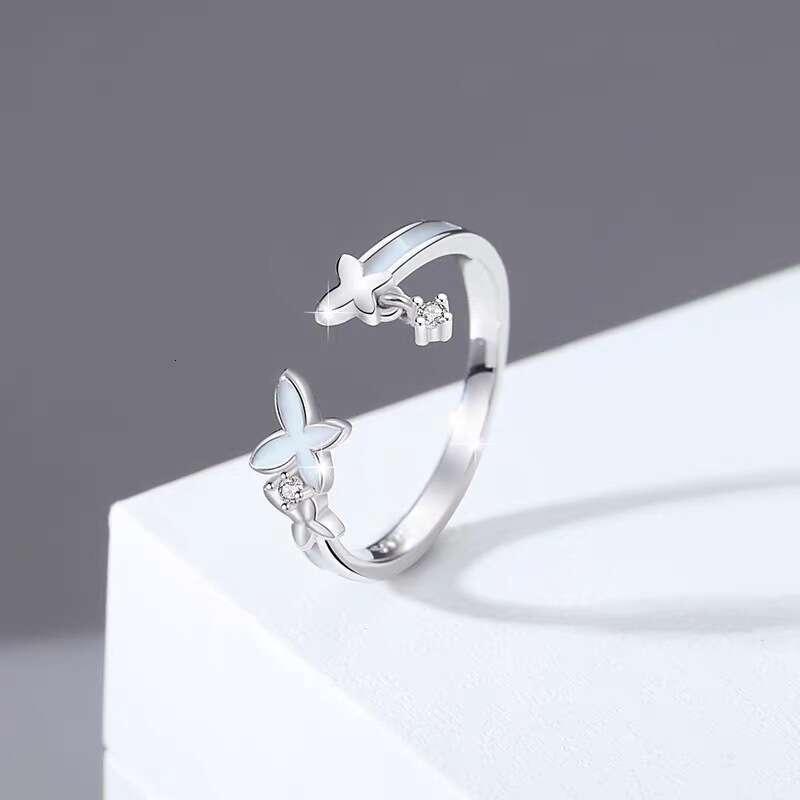Butterfly night light 925 Sterling Silver Diamond Luxury Big Wedding Band Rings Luxury Rings Set for Bridal Women Engagement Finger Party Gift Designe