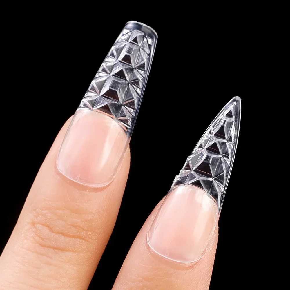 Heallor 120 pieces/box natural transparent glass seamless fake nails fully covered fake nails short T-shaped fully covered fake nails W240905