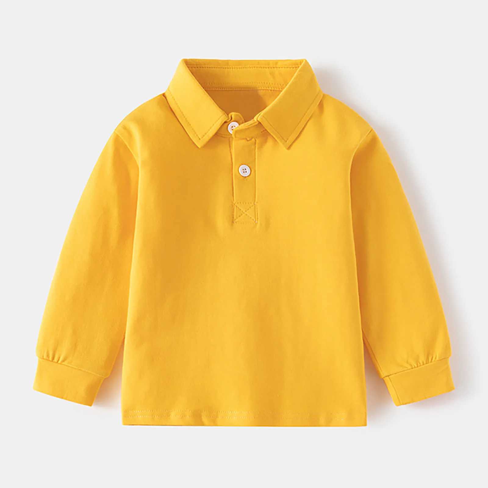 White Long Sleeve POLO Shirt For Boys Girls Lapel Design Suitable For Middle Big Kids School Uniform Clothes 2-7 Yrs 2024 Y240906