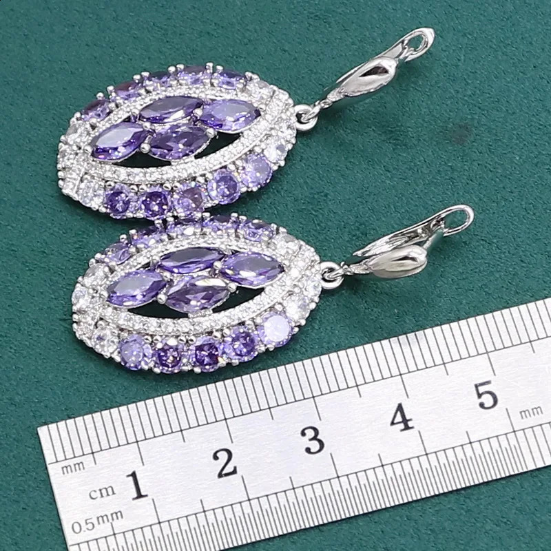 purple amethyst 925 sterling silver jewelry set suitable for womens bracelets earrings necklaces pendants rings birthday gifts 240906