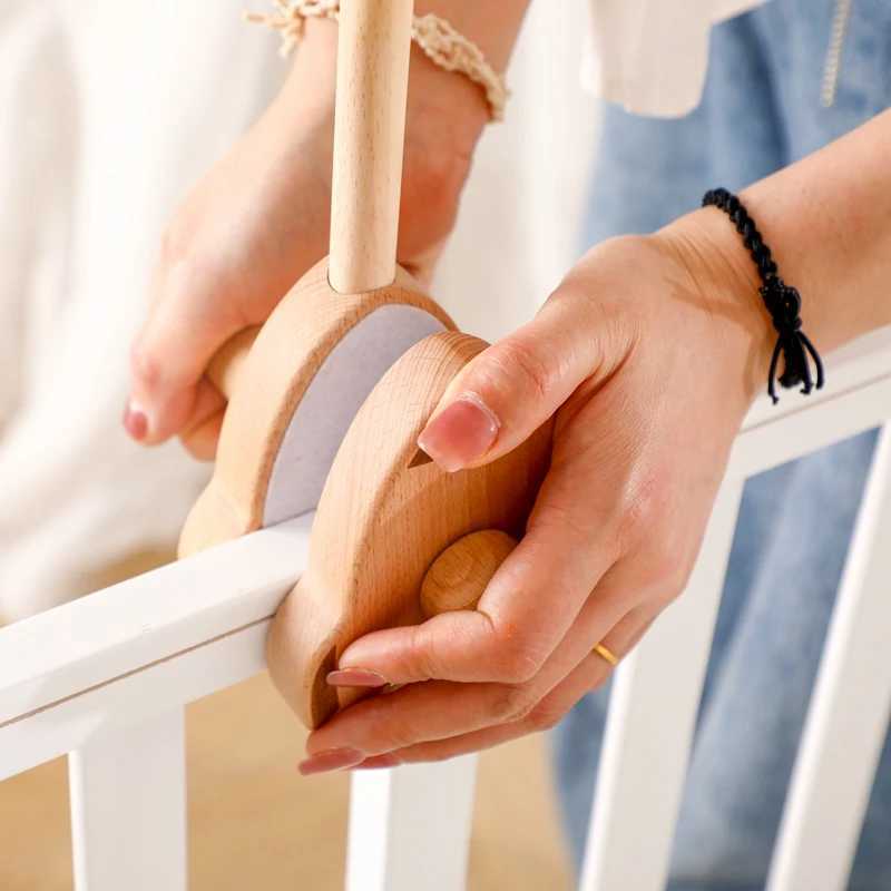 Wooden baby rocket bed bell holder planetary pattern newborn mobile baby bed hanger toy holder adjustable frame bedding W240815