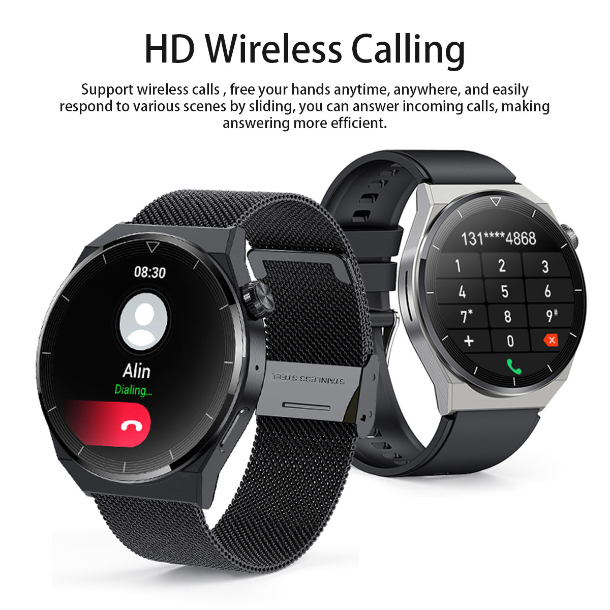 LIGE 1.36-inch high-definition display smart watch, multifunctional waterproof, step heart rate monitoring, Bluetooth call, intelligent reminder watch