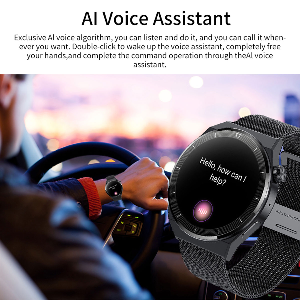 LIGE 1.36-inch high-definition display smart watch, multifunctional waterproof, step heart rate monitoring, Bluetooth call, intelligent reminder watch