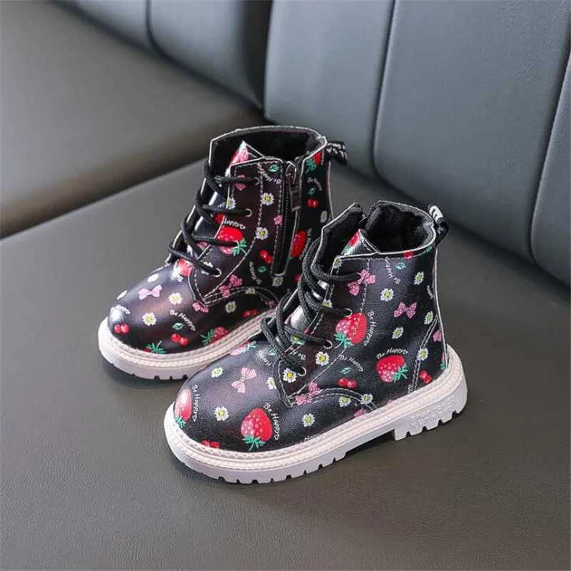 Rubber Boots For Children Waterproof Leather Kids Snow Boots Winter Girl Fashion Booties M240906