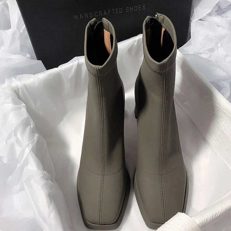 Designer Womens Ankle Boots Fashion Zipper Shoes Autumn Winter Thick High Heels Womens Elegant Short Boots CL240906