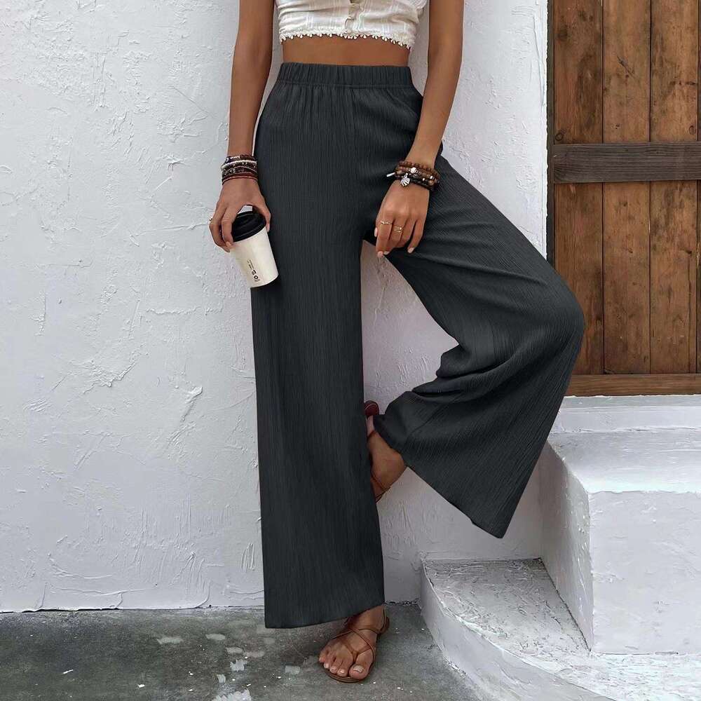2024 New 1688 Women's Casual Loose, Slim, Wrinkled Wide Legged Long Pants