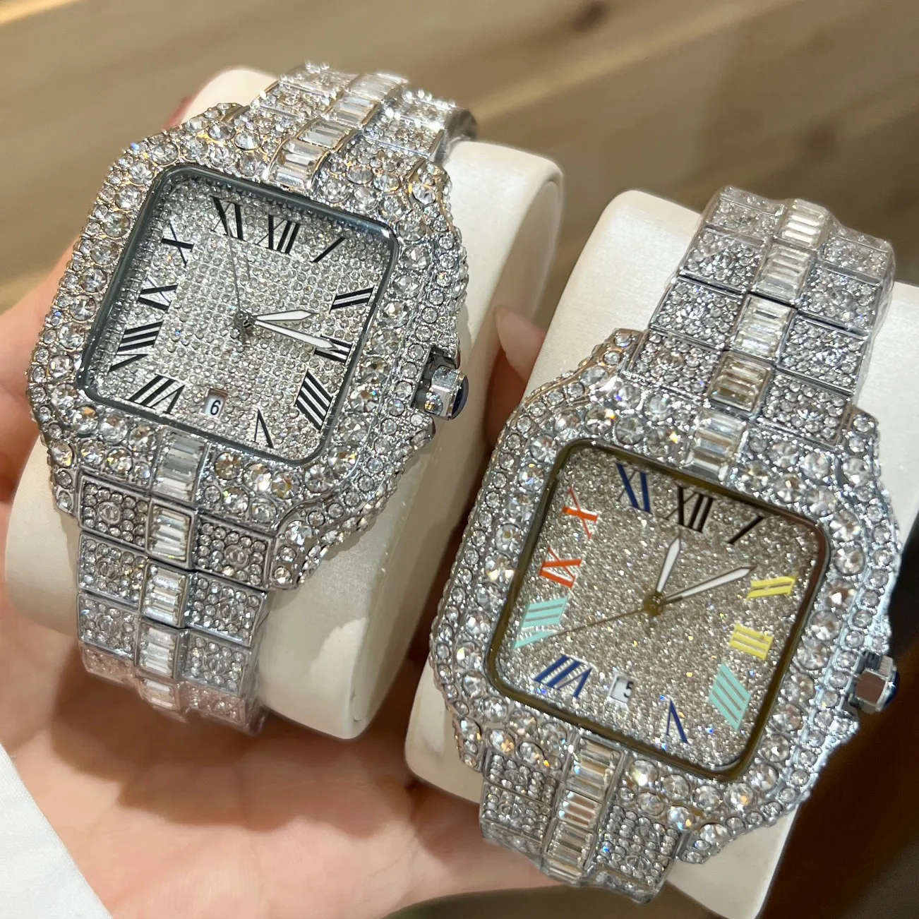 designer watches for men watch Hollowed out watch Starlight filled the sky 40mm quartz movement Mineral mirrored glass watch vintage tank watches Diamond rectangle