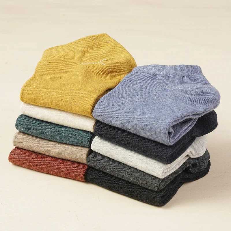 10 pairs/bulk mens cotton socks hot selling low tube solid color breathable comfortable simple fashion gift mens ankle socks W240905