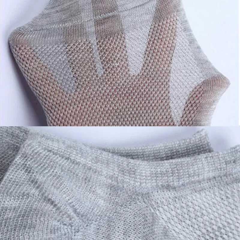 6 pairs of breathable mens socks short ankle elastic solid color mesh high-quality cotton womens socks unisex plus size Eur 38-46 W240905