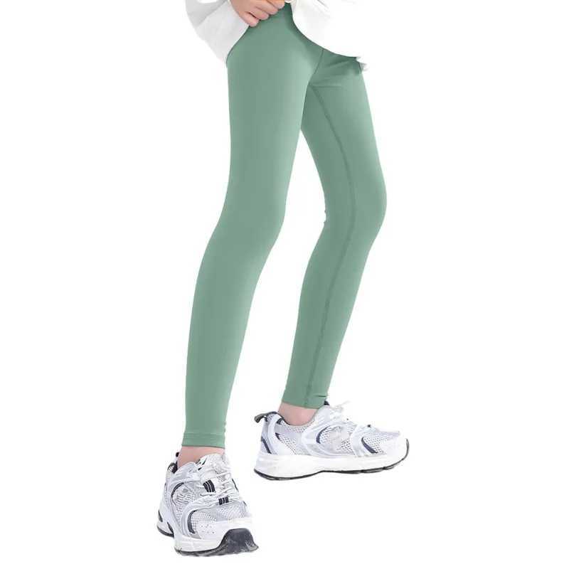 Spring Autumn Girls Long Pants Children High Waist Elastic Sport Leggings Slim Yoga Pants For Child Kids 2-12Y Y240906