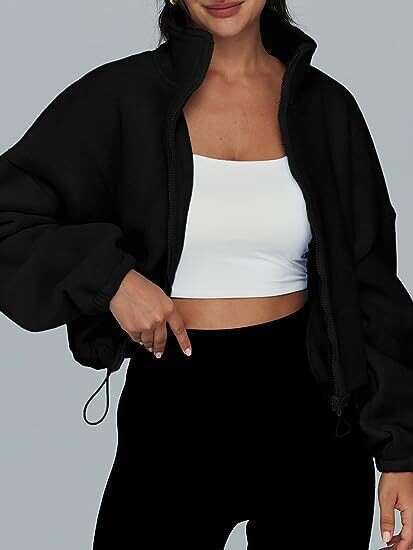 2024 Women's fleece sports with standing collar and plush zipper jacket