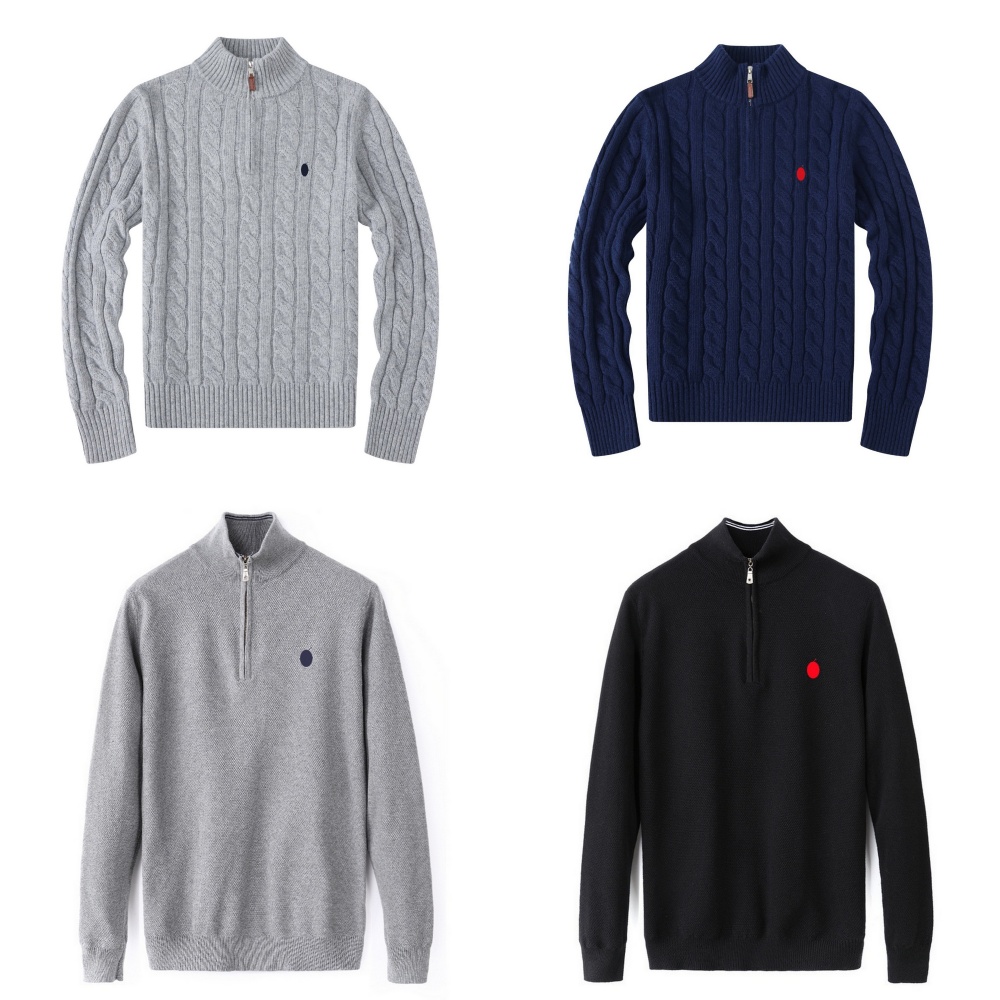 Designer Sweater Men Quarter Zip Pullover Wool Jumpers Embroidery Mens Winter Coat Man Knit