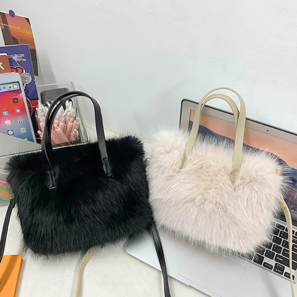 Plush Shoulder Bag Womens Faux Fur Crossbody Bags Ladies Fluffy Clutch Purse for Women Mini Tote Furry Handbags 241227
