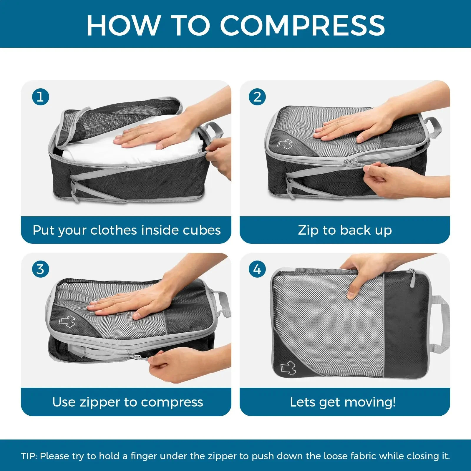 6 sets of compressed packaging cubes for suitcases travel luggage management bags lightweight and space saving essentials airplane 240906
