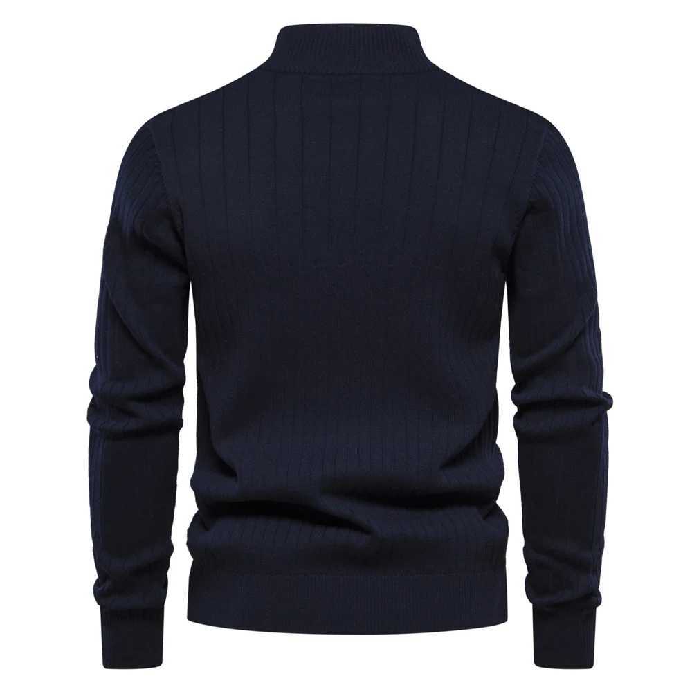 AIOPESON Mens Mock Neck Quarter Zipper Pullover Sweaters Warm Autumn Winter Casual Business Knit Sweater for Men Y240906