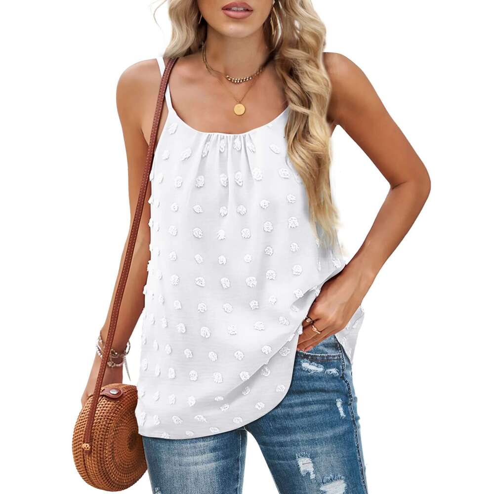 2024 new round neck jacquard sleeveless adjustable camisole women's vest