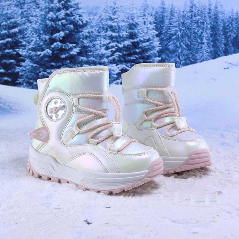 Childrens Snow Boots Thickened Velvet Boys and Girls Outdoor Non-slip Steel Claw Hiking Boot Waterproof Child Casual Warm Boot M240906