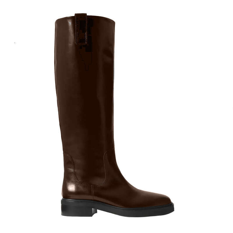 Krazing Pot Cow Leather Big Size 44 45 Round Toe Med Heels Classics Equestrian Long Slip On Winter Brand Knee-High Boots