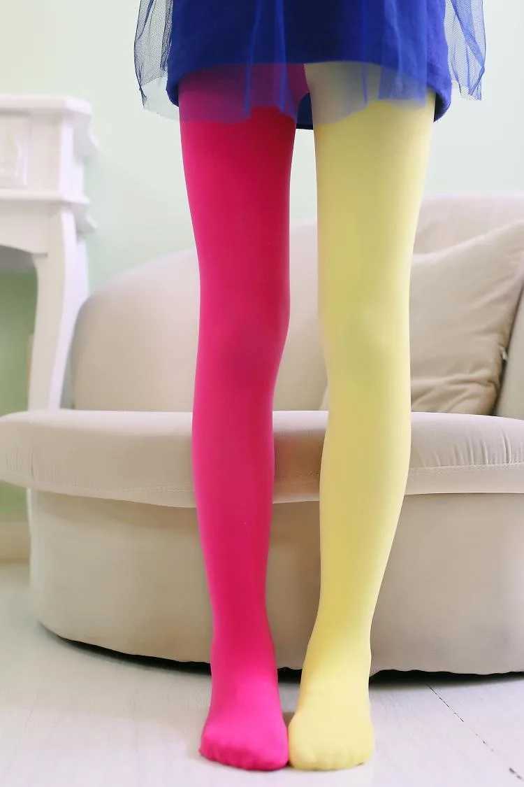 1 Piece 2 color Patchwork Tights Kids Stretch Stocking Soft Baby Girl Cute Solid Candy Colorful Y240906