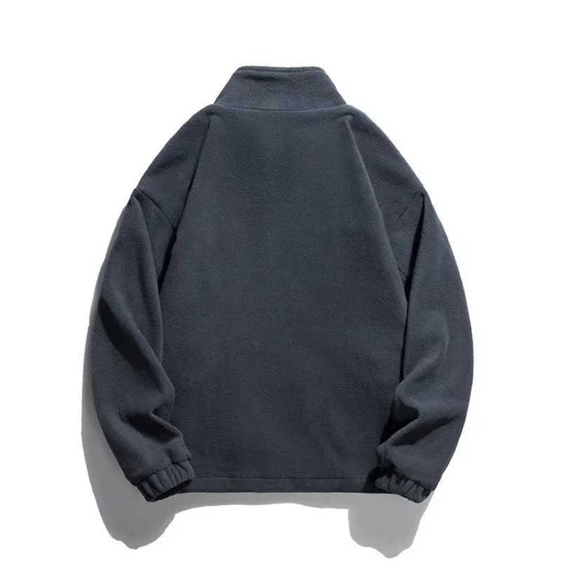 2023 Autumn/Winter Mens New Grain Fleece Jacket Mens Casual Standing Collar Windproof Sweater Jacket Y240906
