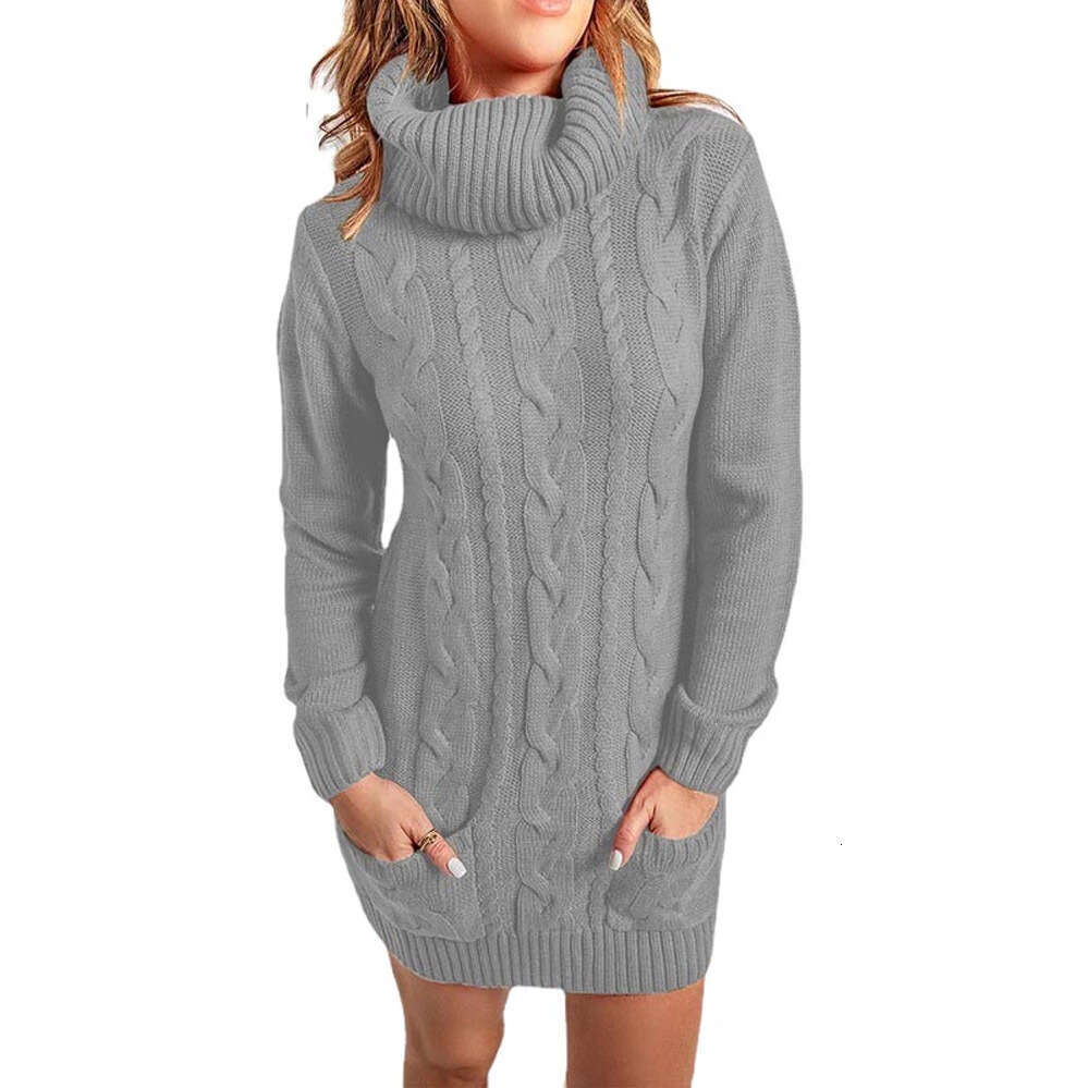 2022 Autumn/Winter New High Round Collar Knitted Dress Sweater