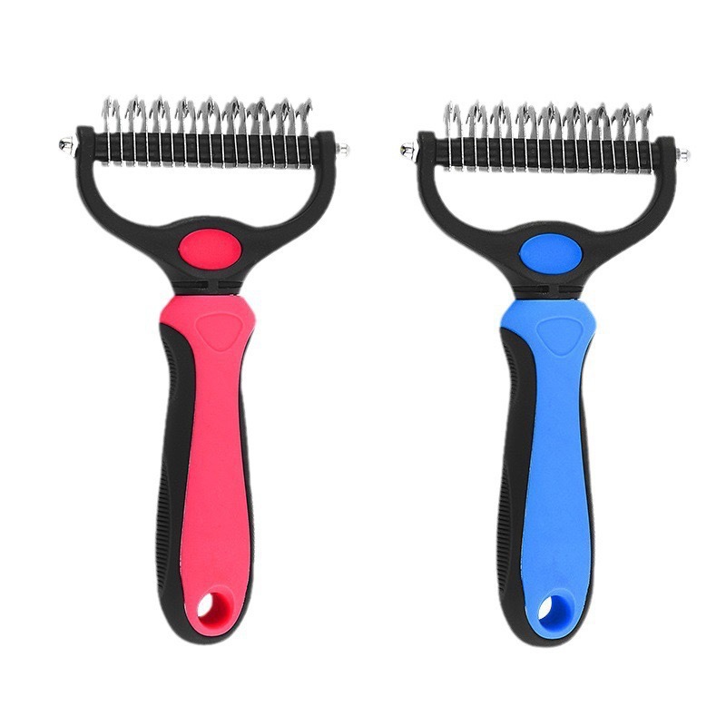 Pet supplies Stainless steel double-sided knot rake comb cat and dog comb cleaning beauty hair removal comb knot comb durable and convenient suitable 
