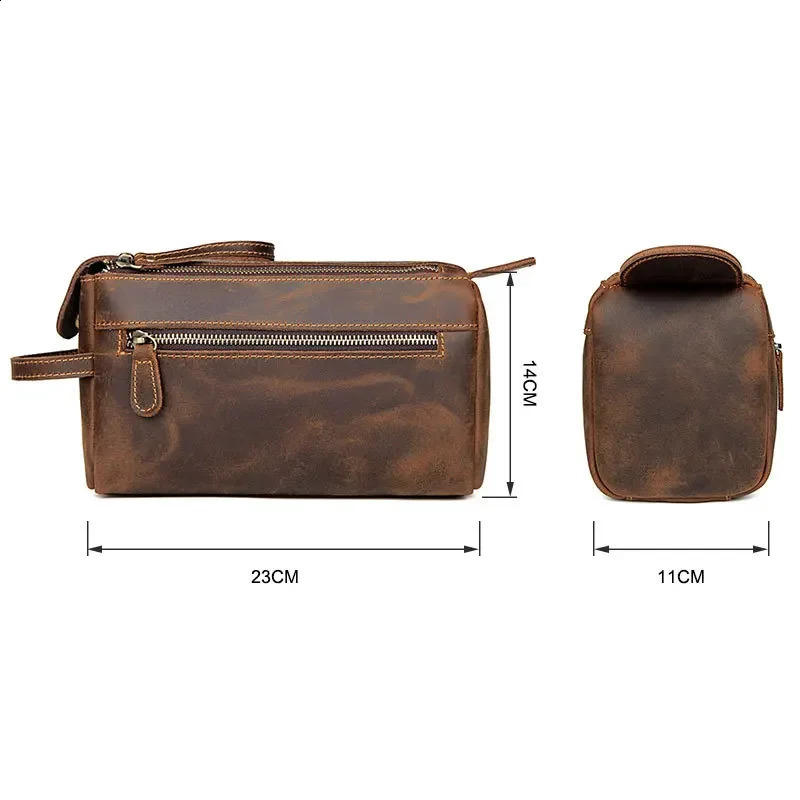 leather toilet bag mens wash shaving Dopp kit womens travel makeup 240906