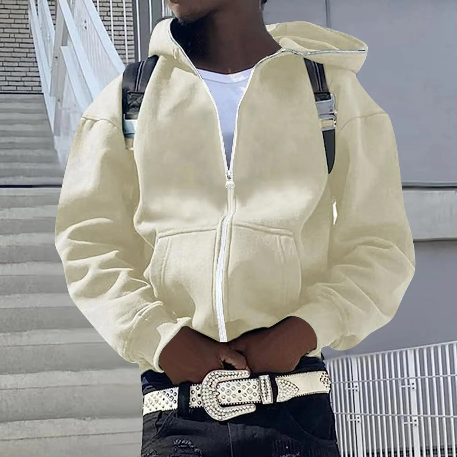 Mens And Womens Hooded simple pocket long sleeve loose Casual Hip Hop Hooded Streetwear Cardigan Boondocks Hoodie for Men 240906
