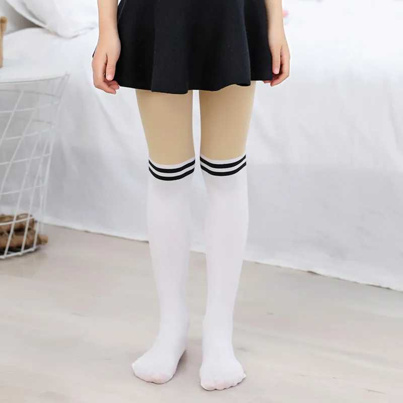 Spring autumn warm children Baby Kids tights printing Cartoon Animal Bear pantyhose cat kawaii Knee tattoo Student girl stocking Y240906