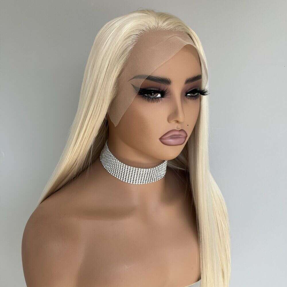 Lace Front Wig Long Straight Heat Resistant Hair Platinum Blonde Synthetic