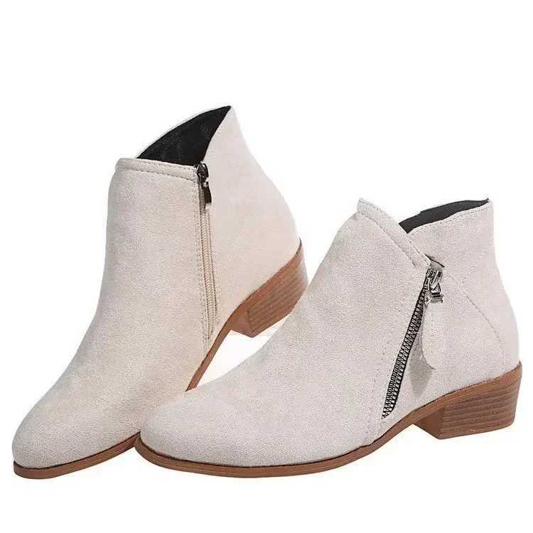Womens ankle boots autumn square high heels platform sexy womens khaki high heels 2024 new winter fashion boots CL240906
