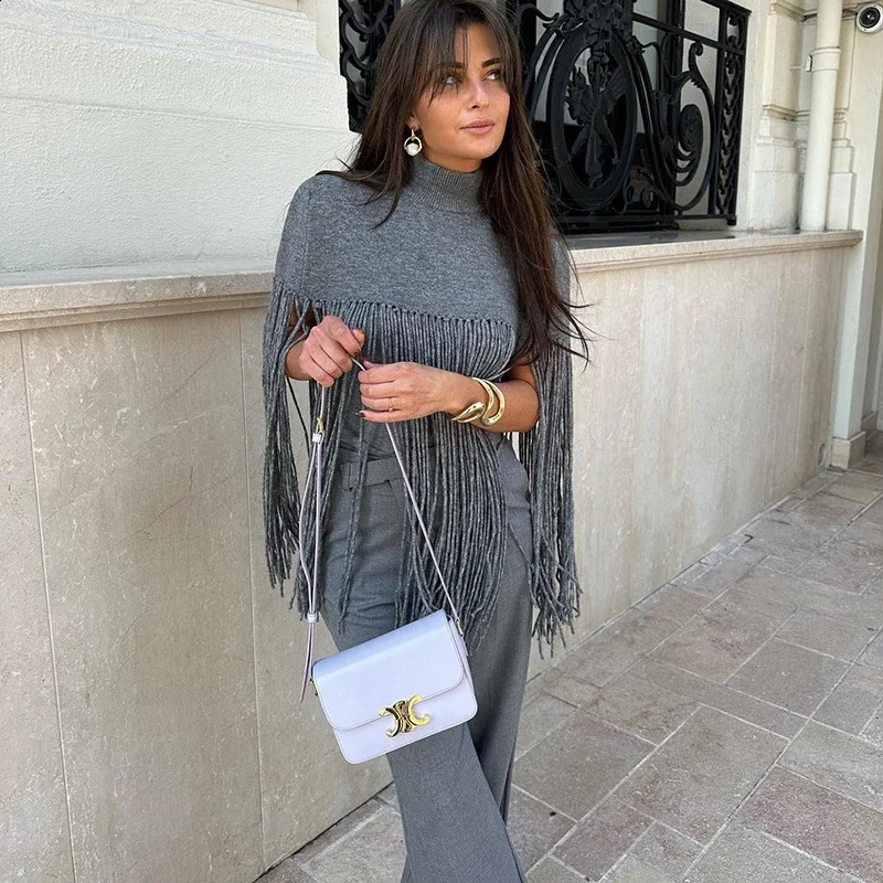 Womens Tassel Open Coat Edge Raincoat Solid Coat Bohemian Shawl 240904