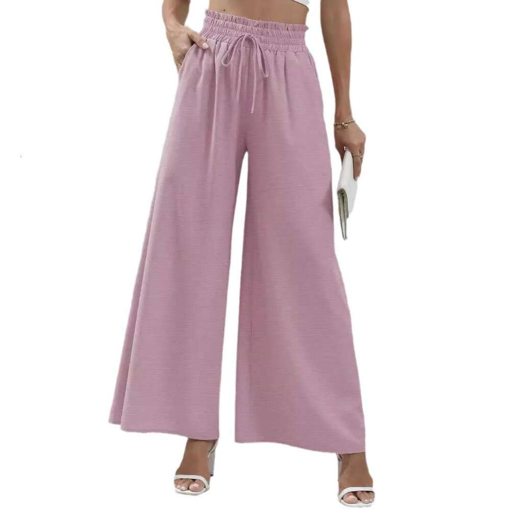 Fashionable for women in spring 2024, new high waisted casual pocket lace up pants