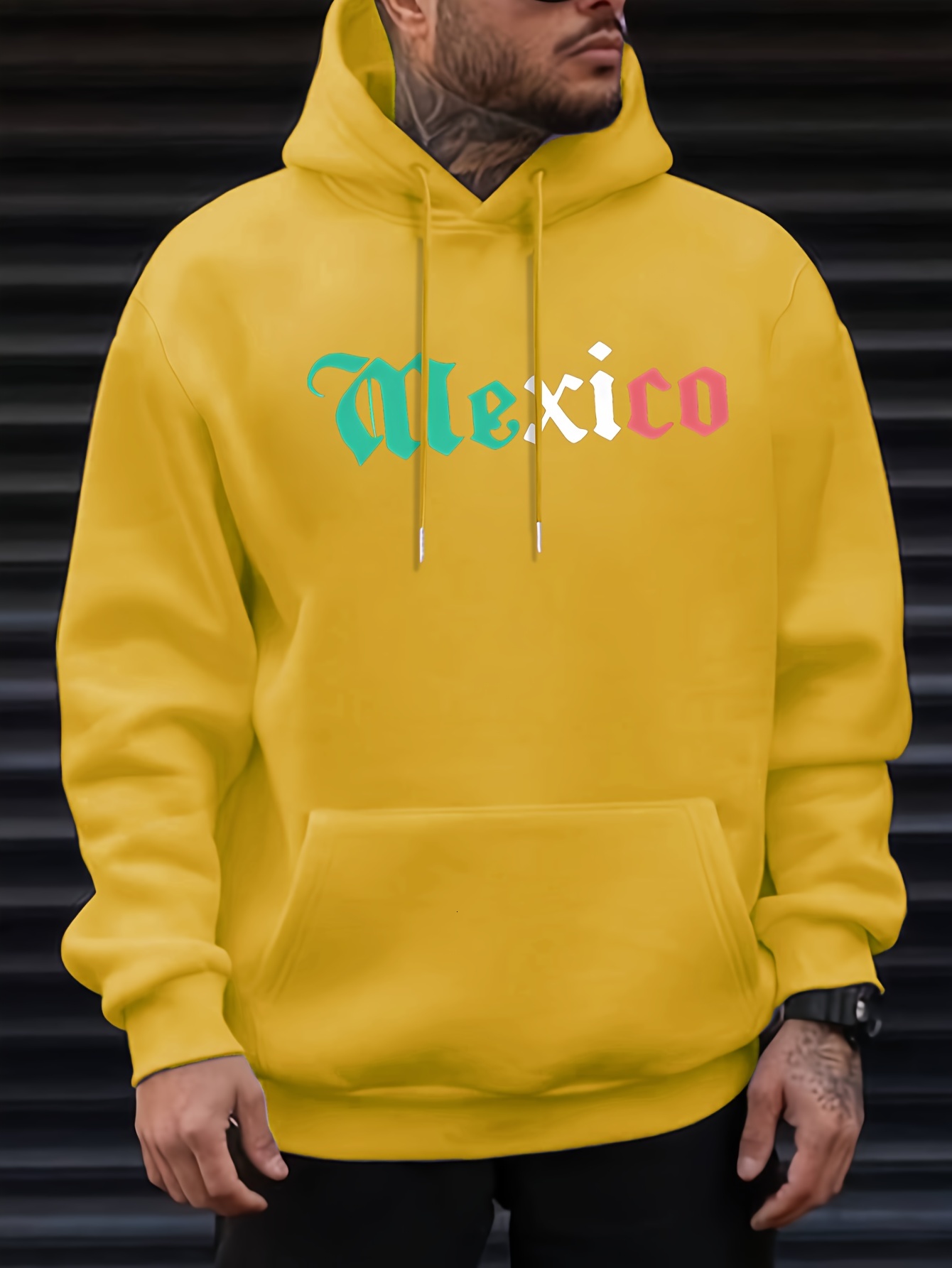 Mexico Print Mens Hoodie, Casual Long Sleeve Hoodies Pullover Sweatshirt, Men's Clothing, For Fall Winter