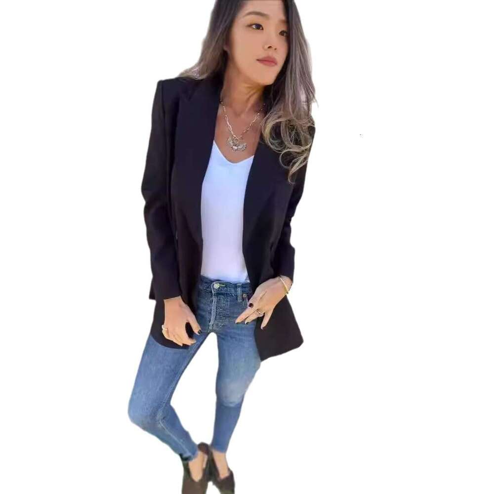 Autumn new solid color fashionable long sleeved suit jacket for women