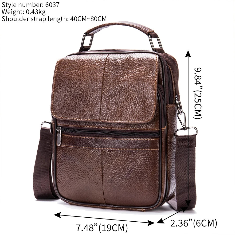 Real leather mens shoulder bag business and leisure large capacity portable handbag zipper multilayer cross body 240906
