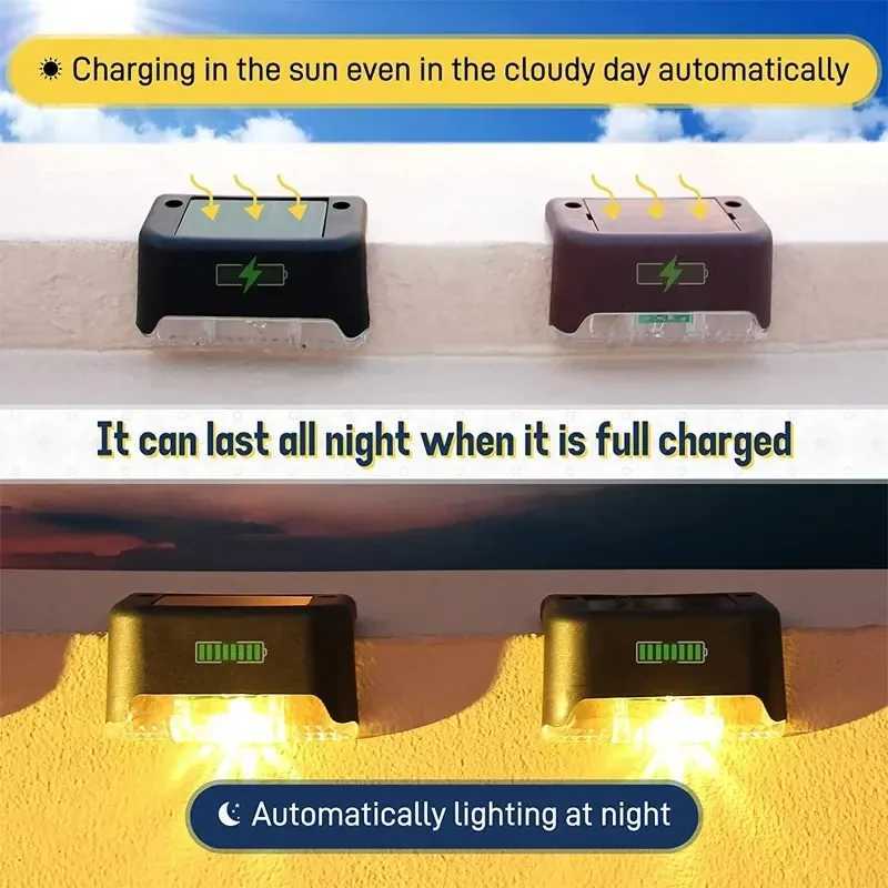 Warm White LED Solar Step Lamp Waterproof Path Stair Outdoor Garden Lights Balcony Light Decoration for Patio Stair Fence Light Y240906